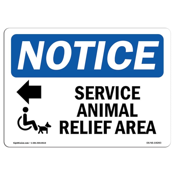 Sign, 3.5" H, Service Animal Relief Area (Right Sign, Landscape, NS-D-35-L-18283-10PK